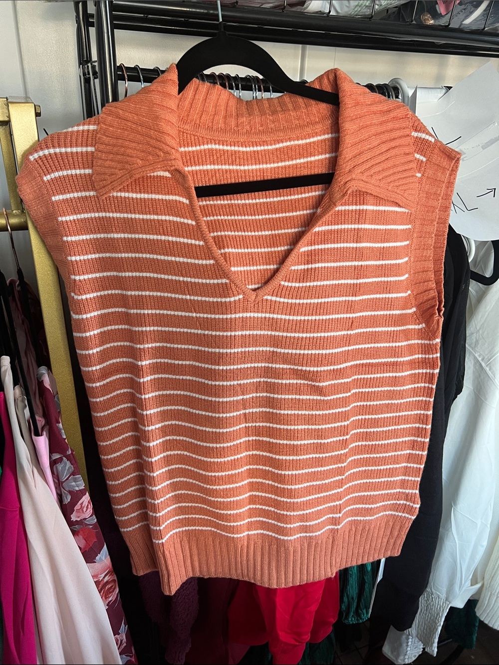 Knit Tee with White Stripes
